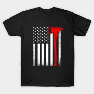 Firefighter American Flag Axe T-Shirt